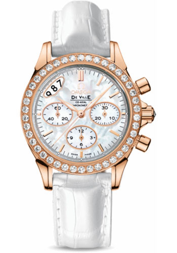 Omega De Ville Co-Axial Chronograph in Rose Gold with Diamond Bezel
