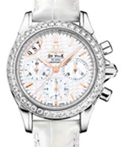 De Ville Co-Axial Chronograph in Steel w/ Diamond Bezel Steel on Strap with White MOP Dial