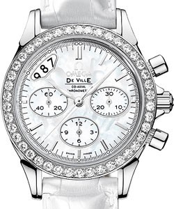 De Ville Co-Axial Chronograph Ladies in Steel Steel on Strap with White Mother Of Pearl Dial