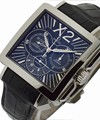De Vill X2 in Steel on Black Alligator Leather Strap with Black Dial