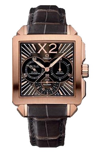 De Ville X2 Chronograph in Rose Gold on Brown Alligator Leather Strap with Brown Dial