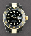 Submariner Date 40mm in Black DLC Steel with Gold Bezel on Oyster Bracelet with Black Dial