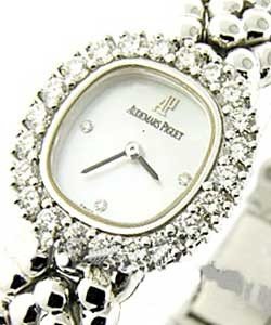 Cushion in White Gold with Diamonds Bezel on White Gold Bracelet with Silver Dial