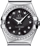 Constellation Ladies Mini in Steel with Diamond Bezel on Steel Bracelet with Black Diamond Dial