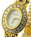 Oval 21mm in Yellow Gold with Diamonds Bezel On YG on Bracelet with Silver Guilloche Dial