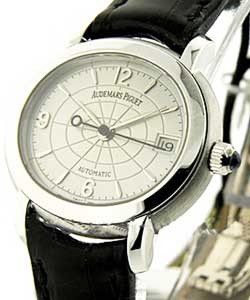 Lady's Millenary 28mm Automatic in White Gold on Black Crocodile Leather Strap with Silver Dial