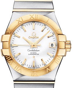 Constellation Men's Automatic in 2-Tone Steel and Yellow Gold on Bracelet with Silver Dial