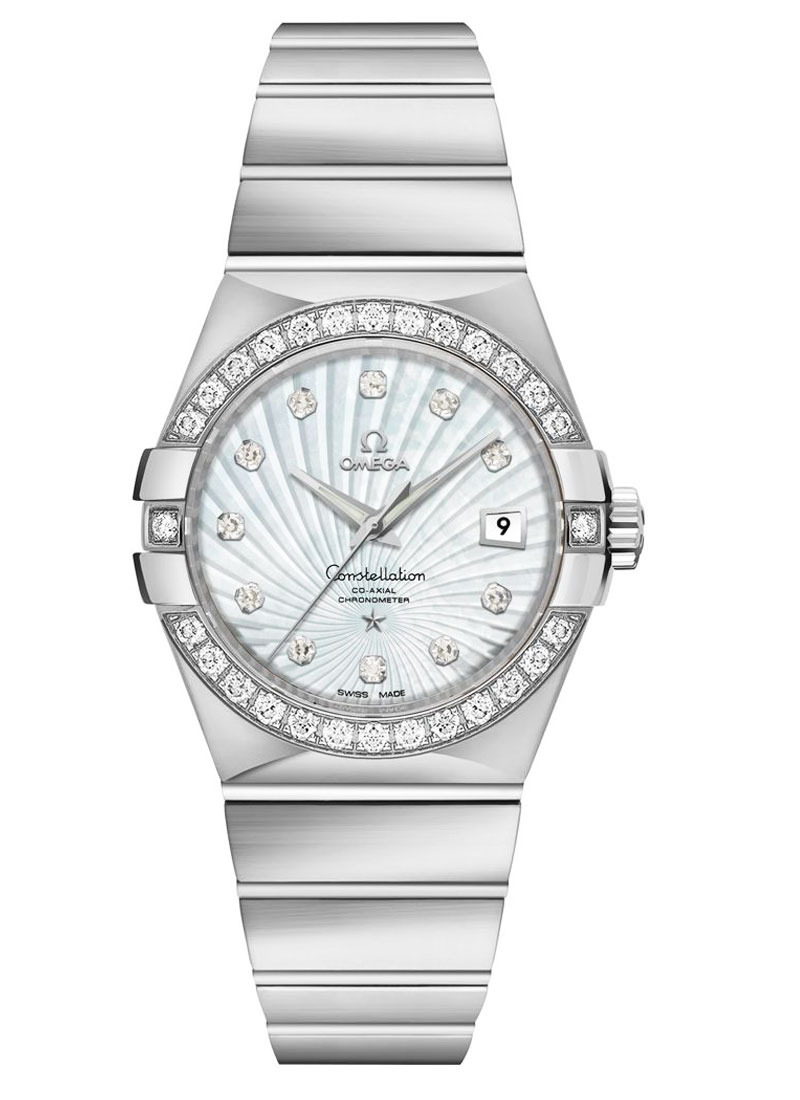 Omega Constellation Co-Axial Chronometer in White Gold with Diamond Bezel
