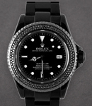 Sea Dweller 40mm in Black PVD Steel with 2 Row Diamond Bezel on Black PVD Steel Oyster Bracelet with Black Dial