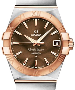 Constellation Men's Automatic in Steel with Rose Gold Bezel on Steel and Rose Gold on Bracelet with Brown Dial