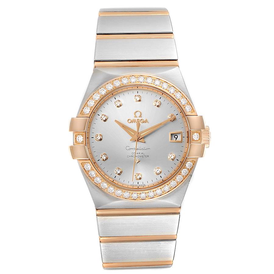 Constellation Men's Automatic in Steel wtih Rose Gold Diamond Bezel on Steel and Rose Gold Bracelet with Silver Diamond Dial