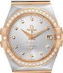 Constellation Men's Automatic in Steel wtih Rose Gold Diamond Bezel on Steel and Rose Gold Bracelet with Silver Diamond Dial