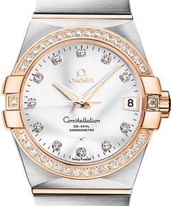 Constellation Men's Automatic in 2-Tone Steel and Rose Gold on bracelet w/ Silver Diamond Dial