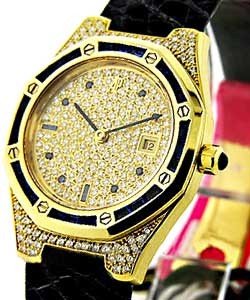 Royal Oak with Sapphire Bezel Yellow Gold on Strap with Diamond Case