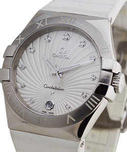 Constellation Ladies in Steel on White Rubber Strap with White Guilloche Diamond Dial