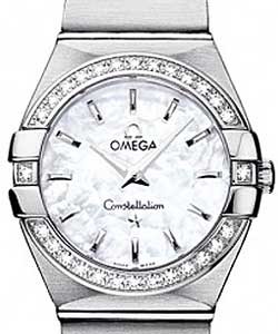 Constellation Small 27mm in Steel w/ Diamond Bezel Steel on Bracelet with White Mother of Pearl Dial
