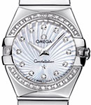 Constellation Lady's Small in Steel with Diamond Bezel Steel on Bracelet with White MOP Guilloche Diamond Dial
