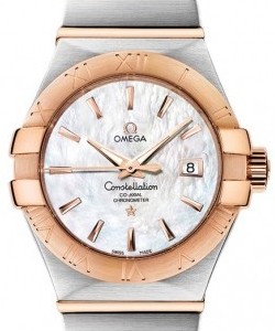 Constellation Ladies Automatic in 2 - Tone On Steel and Rose Gold Bracelet with White Mother of Pearl Dial