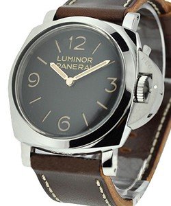 PAM 372 - Luminor 1950 3 Days in Steel on Brown Calfskin Leather Strap with Black Dial