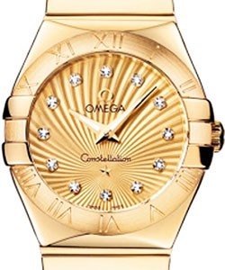 Constellation Ladies Small in Yellow Gold on Yellow Gold Bracelet with Champagne Diamond Dial