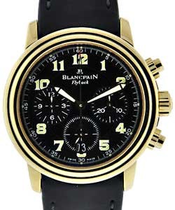 Leman Flyback Chronograph in Yellow Gold on Black Rubber Strap with Black Dial