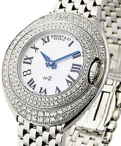 No. 2 in Stainless Steel with Diamond Bezel on Steel Bracelet with Mother of Pearl Dial
