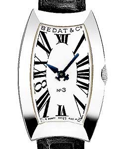Bedat no. 3 in Steel on Black Leather Strap with Silver Dial