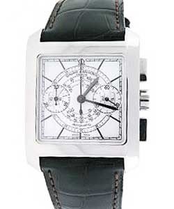 Geneve 1830 Chronograph in Steel on Black Crocodile Leather Strap with White Dial
