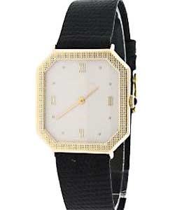 Men's Vintage Ascher Off-White Yellow Gold on Strap with White Dial