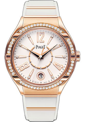 Polo Lady Forty Five with Diamond Bezel Rose Gold on Strap with White Dial