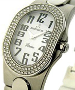 Serena in Steel with 2 Row Diamond Bezel on Steel Bracelet with Mother of Pearl Dial