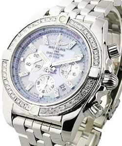 Windrider Chronomat B01 Men's in Steel w/ Diamond Bezel Steel on Bracelet with Grey MOP Diamond Dial