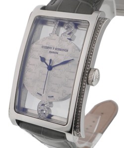 Prominente Convertible Steel on Strap with Diamond Bezel and Silver Dial