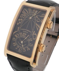 Prominente Dual Time Rose Gold on Strap with Black Dial