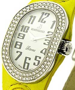 Serena in Steel with Diamond Bezel on Yellow Leather Strap with White Dial