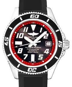 Superocean Abyss in Polished Steel Bezel on Black Rubber Strap with Black Dial with Red Inner Flange