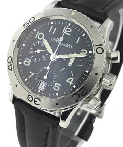 Type XX Transatlantique Flyback Chronograph Steel on Strap with Black Dial