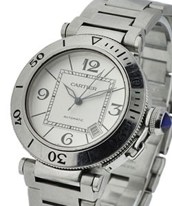 Pasha Seatimer Steel on Bracelet with Silver Guilloche Dial