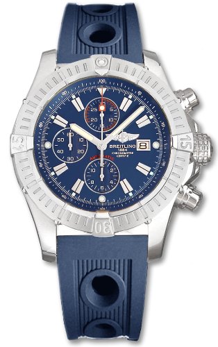 Super Avenger Chronograph in Steel on Blue Ocean Racer Rubber Strap with Blue Dial