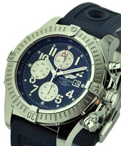 Super Avenger Chronograph in Steel with Blue Dial Blue Rubber Strap with Deployment Buckle