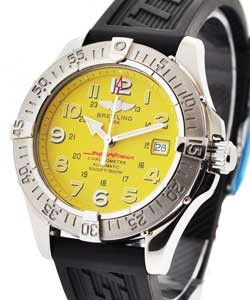 Aeromarine Superocean in Steel on Black Rubber Strap with Yellow Dial