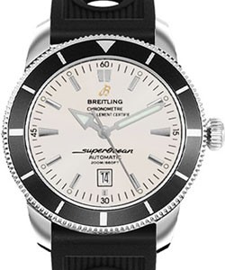 Superocean Heritage 46mm Men''s in Steel on Black Rubber Strap with Silver Dial