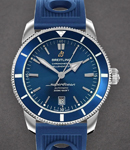 Superocean Heritage 46mm in Steel on Blue Rubber Strap with Blue Dial