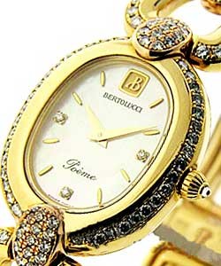 Poeme Oval in Yellow Gold with Diamond Bezel on Yellow Gold Diamonds Bracelet with MOP Dial