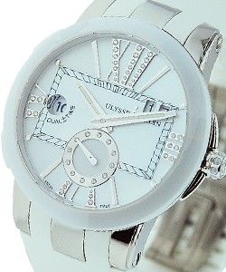 Executive Dual Time in Steel with Ceramic Bezel on White Rubber Strap with Mother of Pearl Dial