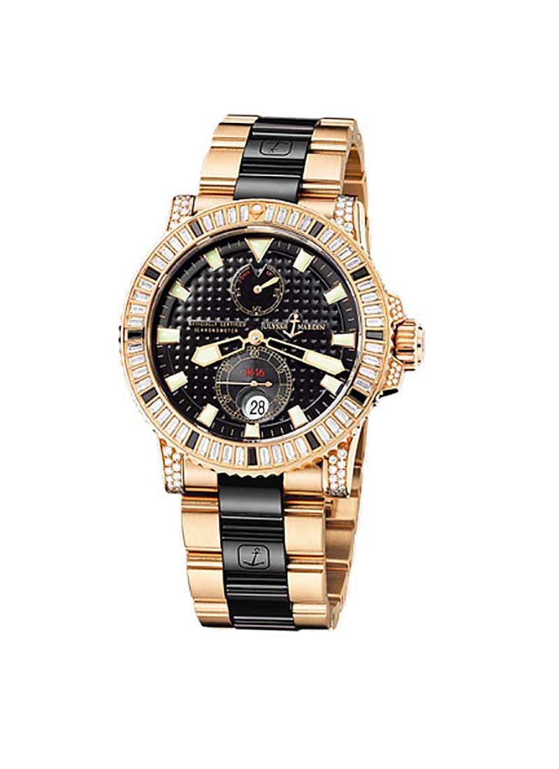 Ulysse Nardin Maxi Marine Diver Chronometer in Rose Gold with Ceramic Diamond Bezel
