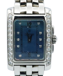 Sportivo in Steel with Partial Diamond Bezel on Steel Bracelet with Blue Mother of Pearl Diamond Dial