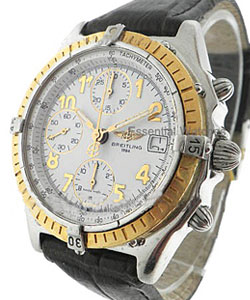 Chronomat 40mm Automatic in Steel and Yellow Gold Bezel on Black Crocodile Leather Strap with White Dial