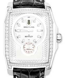 Bentley Collection Flying B in WG with Diamond Bezel White Gold on Strap with Silver Diamond Dial