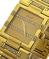 Dancer Square Lady's  Yellow Gold on Diamond Bracelet with Champagne Dial